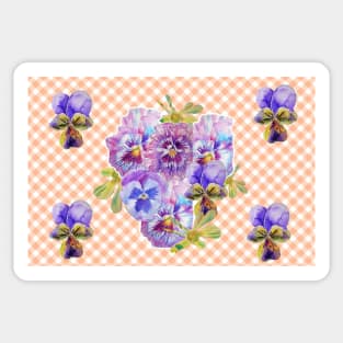 Shabby Chic Purple Pansy floral Pink Pattern Sticker